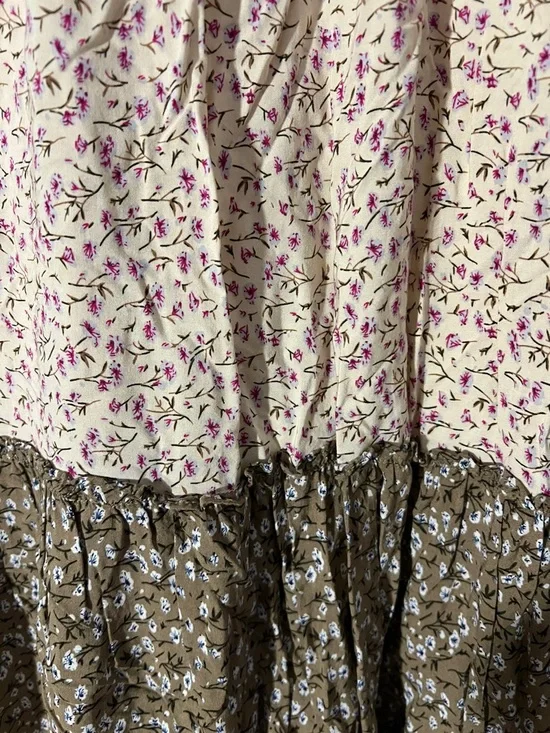 NATURAL LIFE Olive and Blush Floral Tiered Maxi Dress - Picture 3 of 3